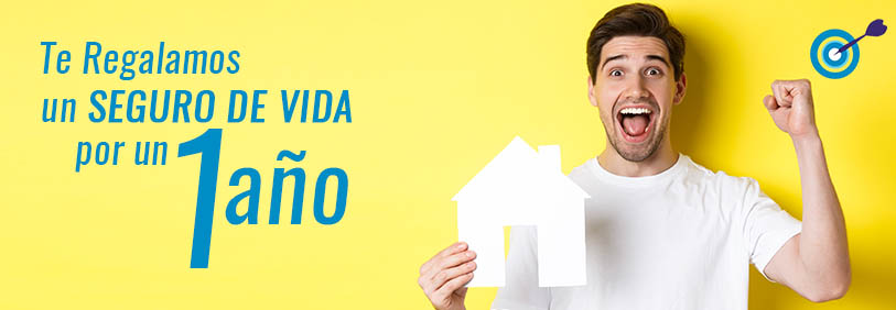 Real estate concept and mortgage concept. Excited man showing dollars and paper maket of house, buying flat, standing over blue background.